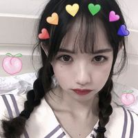 斜刘海长卷发女生头像(16)