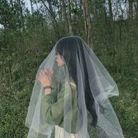 女生侧面长发白色婚裙坐着的头像(3)
