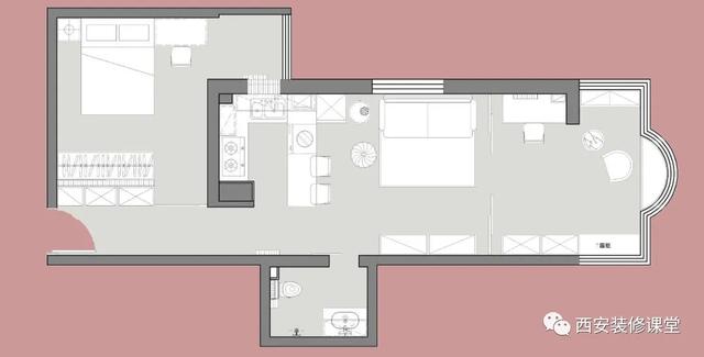 60平一室改两居室（60两室变一室让家更明亮通透）(2)