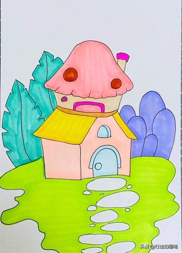 儿童简单画的小房子（森林里的小房子）